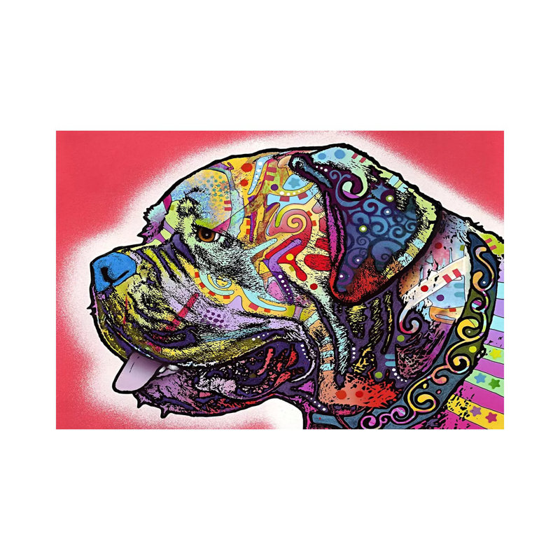 Profile Mastiff by Dean Russo - Wrapped Canvas Painting, 20.32 cm H x 30.48 cm W