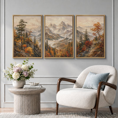 Art de campagne de montagne, images de chambre à coucher, impression sur toile encadrée, 3 pièces, 16 po x 24 po x 3 pièces, 24 po x 36 po x 3 pièces