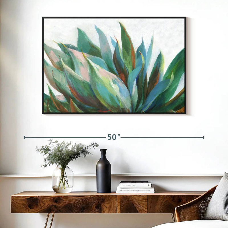 Agave vibrant, Cadre flottant noir, 40 po x 27 po