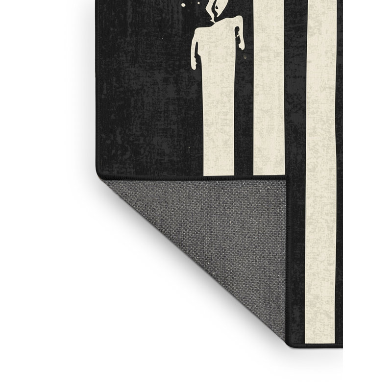 Soft Plush Escarcega Halloween Modern & Contemporary Abstract Area Rug in Gray – Black Binding, 5x7