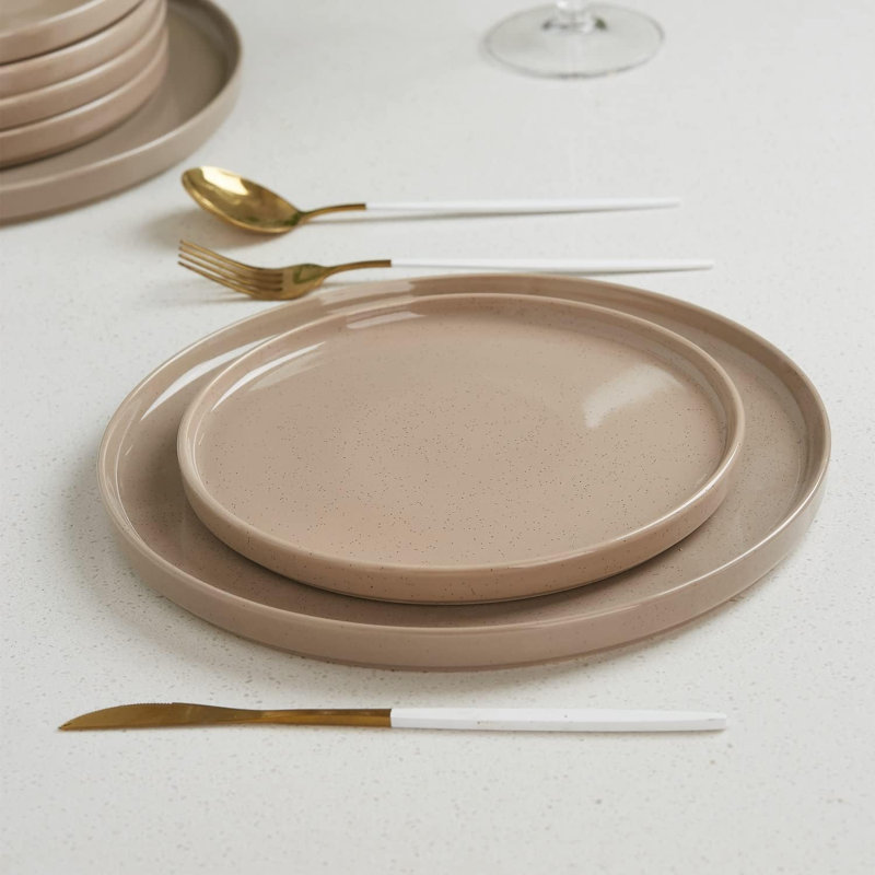 Assiette plate en grès de 10,2 po Esten Joss & Main (ensemble de 6), Brun