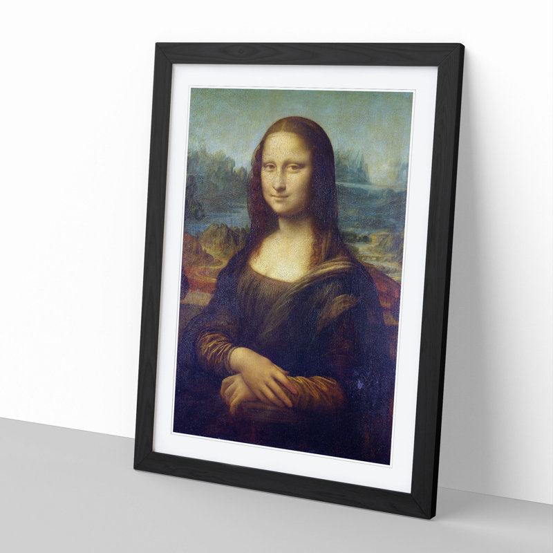 The Mona Lisa by Leonardo Da Vinci - Picture Frame Painting on MDF, 48cm H x 36cm W x 2cm D, Black Framed