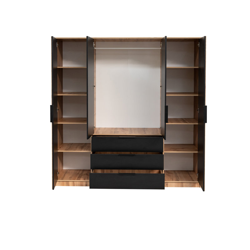 Biser Manufactured Wood Wardrobe, Oak Wotan/White Matt