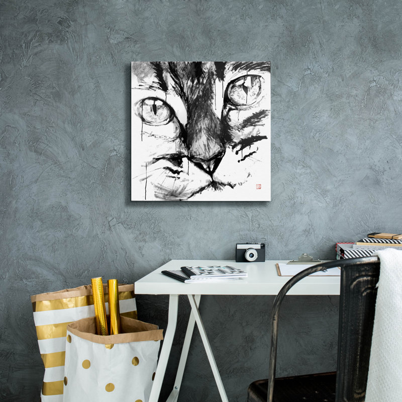 'Cat Face' by Pechane, Canvas Wall Art, 18" H x 18" W