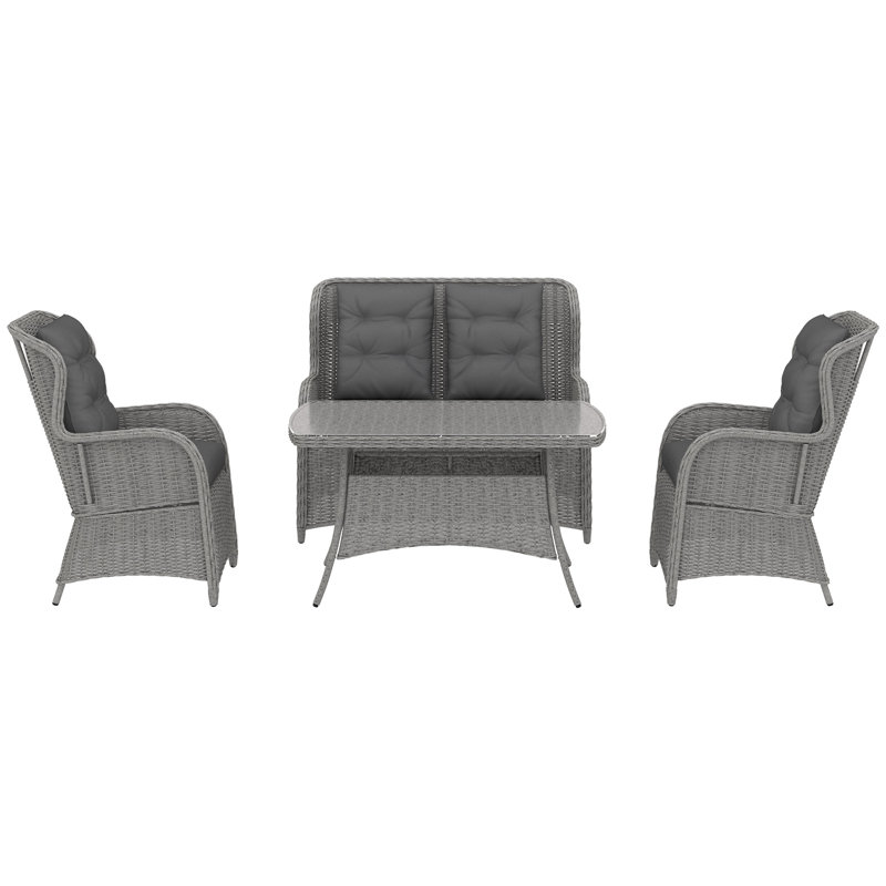 Wicker 4 - Person Garden Lounge Set with Cushions