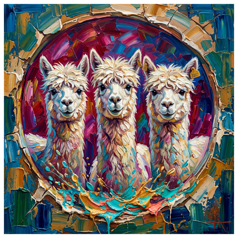 Three Alpacas Painting Comforter, King