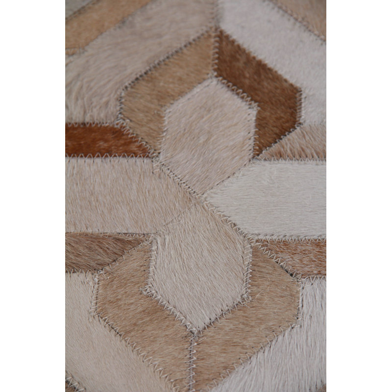Natural Hide Cowhide Geometric Area Rug, Rectangle 5' x 8'