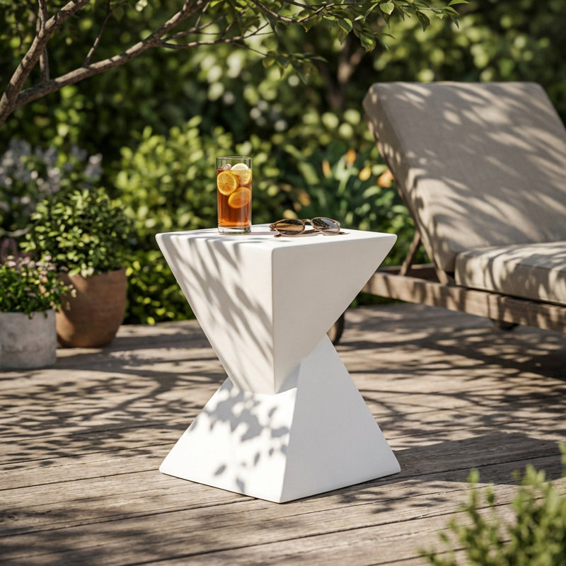 Table d'appoint moderne en X-Design toutes saisons, fabrication en oxyde de magnésium durable avec finition élégante