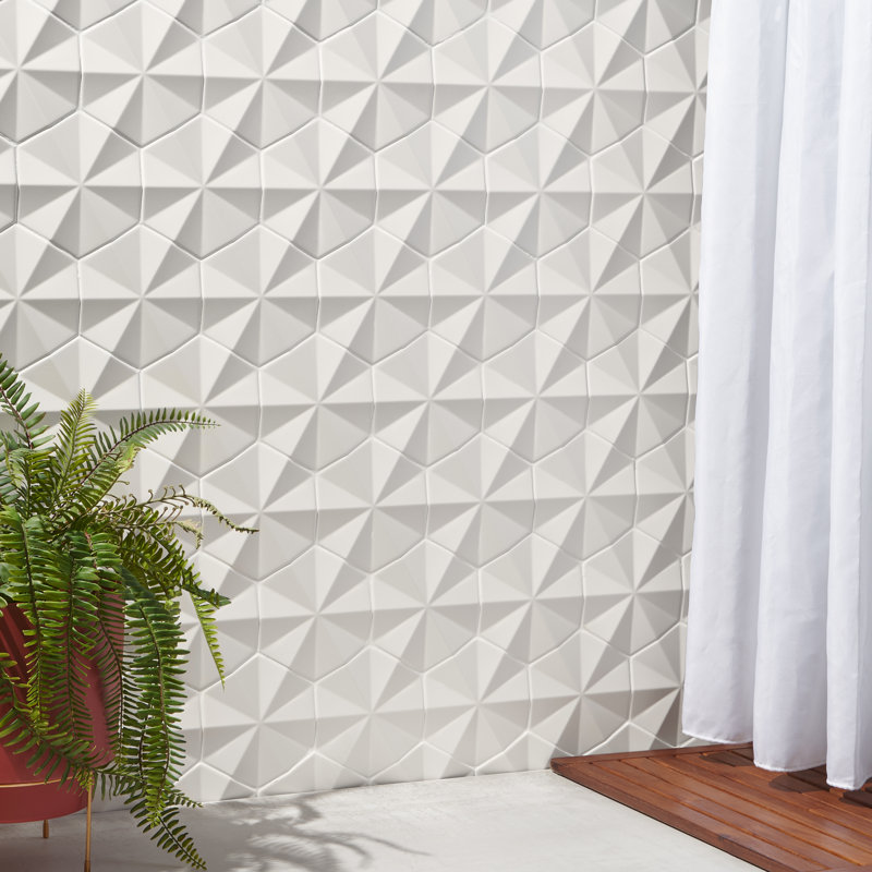 Ardor Ogassian 5.51 in. x 6.49 in. Metallic Porcelain Wall Tile (4.52 Sq. Ft. / Case), White