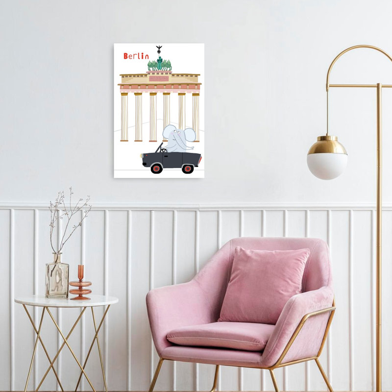Affiche murale représentant des éléphants à Berlin, représentant une architecture contemporaine avec des éléphants.