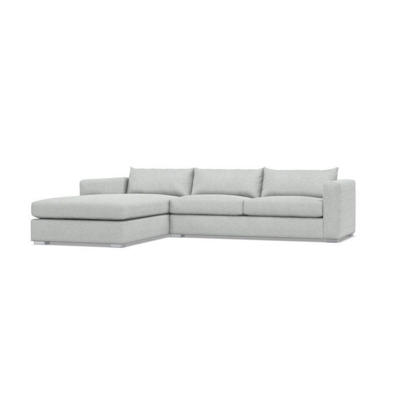 Chaise Sectional, Left Hand Facing, Gray Polyester Blend