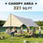 Tente de camping gonflable 12 pi avec auvent amovible, tente de glamping pour 8 à 10 personnes avec cric, pompe, cloison d'intimité et lanterneaux en TPU, tente familiale pour le camping en plein air