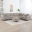 Canapé modulaire convertible en velours côtelé avec repose-pieds, porte-gobelets et ports USB pour salon et appartement, gris-313813990