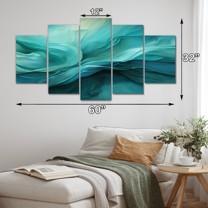 Turquoise Tranquility V - 5 pièces sur toile tendue