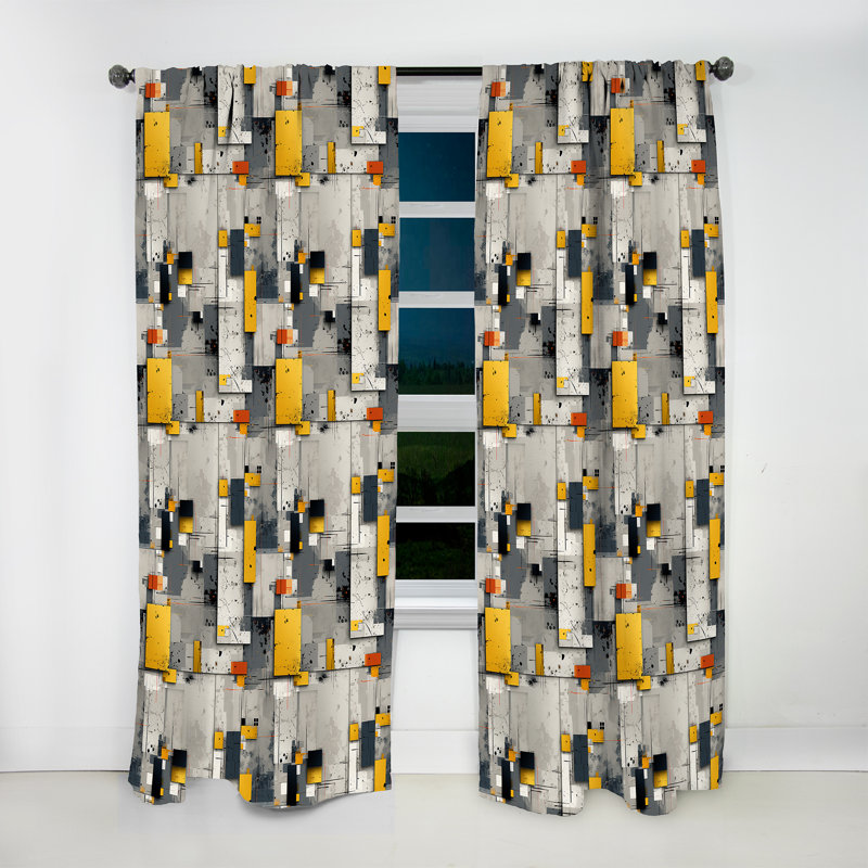 Motif de mur rayé gris cubique I - Rideau rayé - Rideau rayé obscurcissant - 1 panneau, L 52 po x L 108 po
