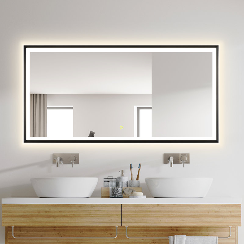 Miroir de salle de bain / meuble-lavabo Apollo, 30 po x 60 po, Noir mat