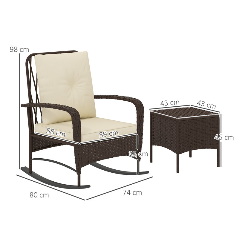 2 - Person Patio Dining Set with Square Table , Cushions Included