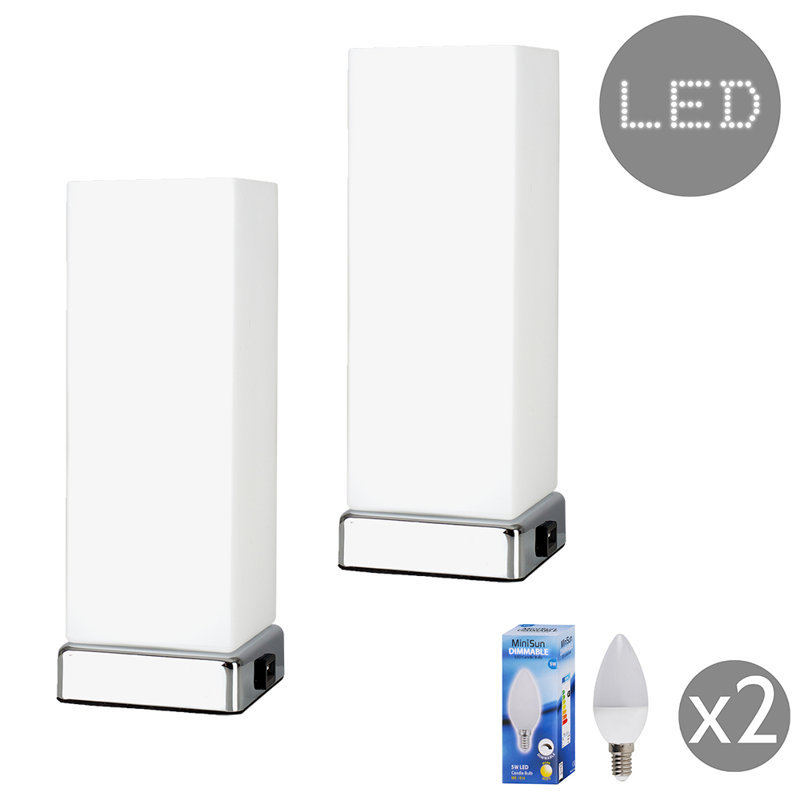 Linda 28cm Chrome Table Lamp Set, Yes