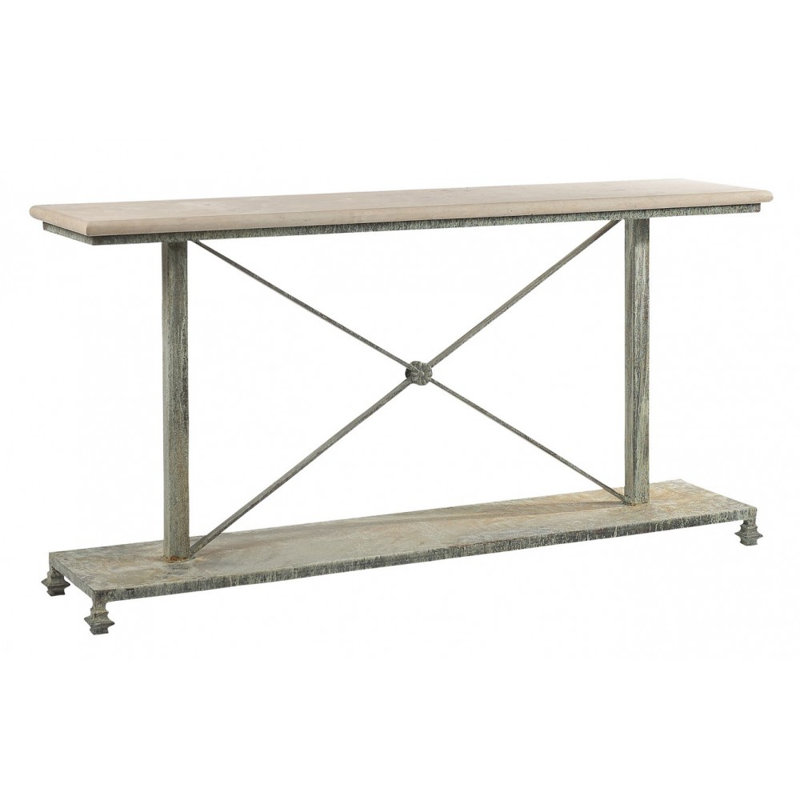 Artemis 60" Console Table, 36" H x 72" W x 16" D, Lite Travertine, Deep Ocean