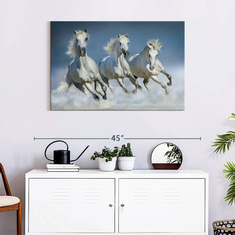 Brampt Dashing White Horses, 24" H x 36" W