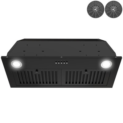 Hotte encastrable convertible 30 pouces 319 CFM en noir avec filtre à charbon