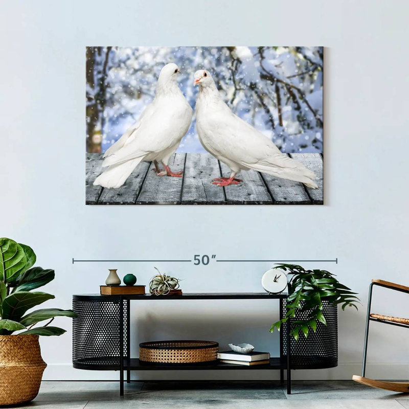 Brampt White Winter Doves, 30" H x 45" W