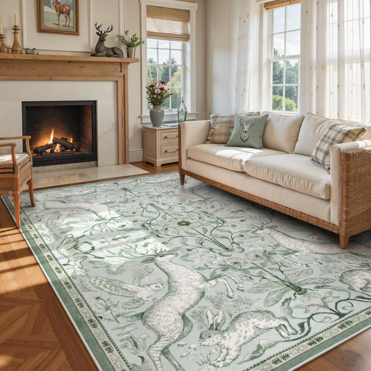 Goldene Boho Animal Washable Living Room Area Rugs, Soft Rugs for Bedroom, Boho Non Slip Carpet