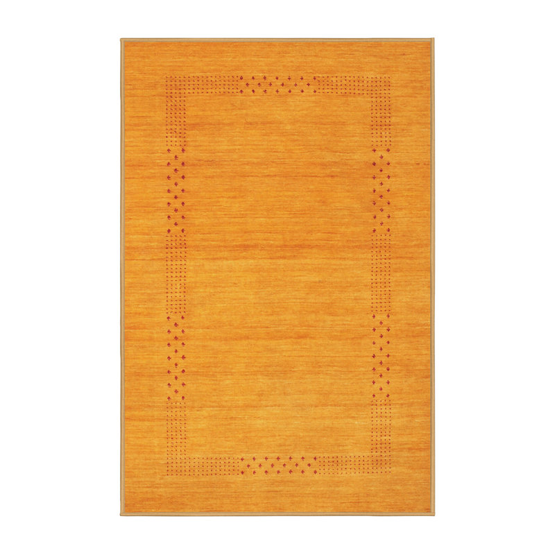 Tapis de zone jaune contemporaine, Rectangle 7 pi x 10 pi