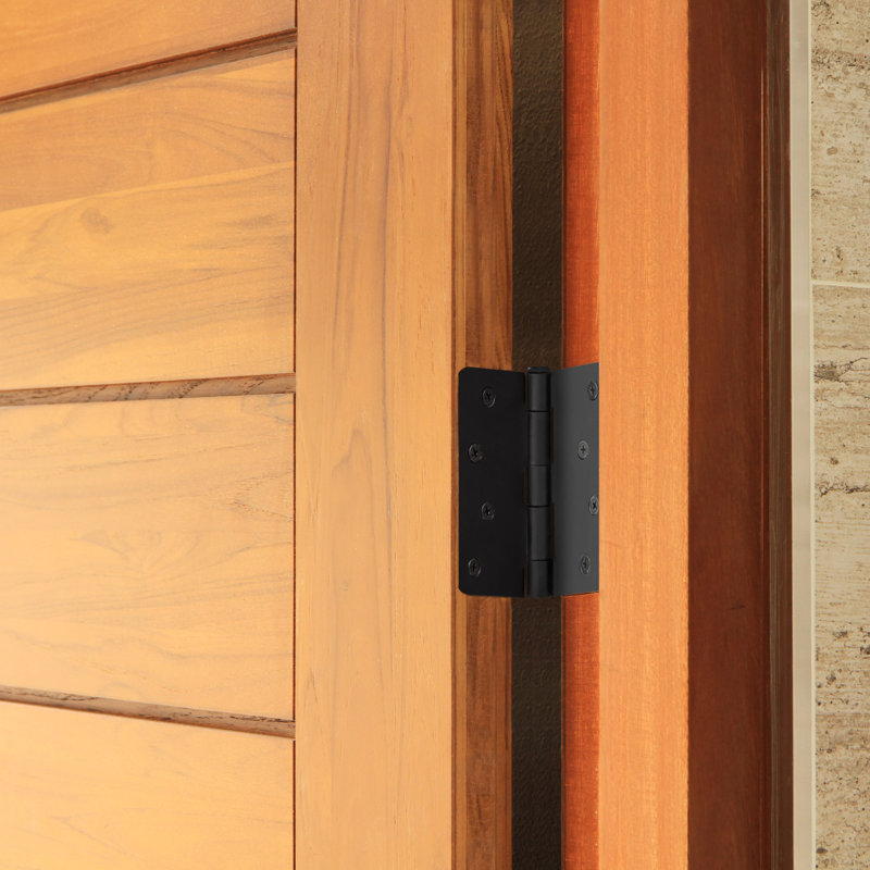 4 in. x 1/4 in. Radius Door Hinge Value Pack (3 per Pack), Matte Black