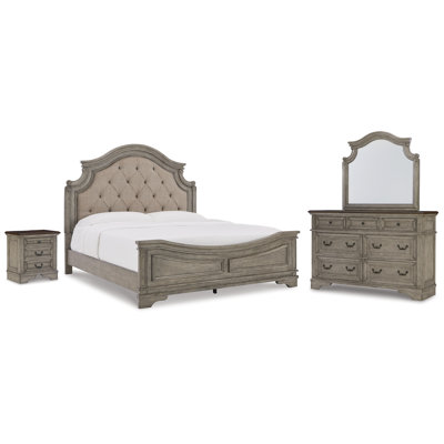 Lodenbay King Upholstered Panel Bed, Dresser, Mirror, and Nightstand by One Allium Way