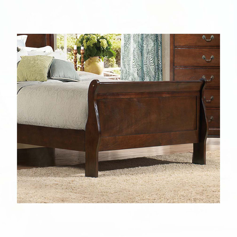 Rustic Wooden Panel Bed, Twin, Brown Cherry