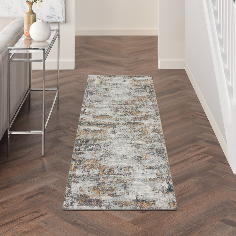 Tapis contemporain gris contemporain, Tapis de couloir 2 pi 2 po x 7 pi 6 po
