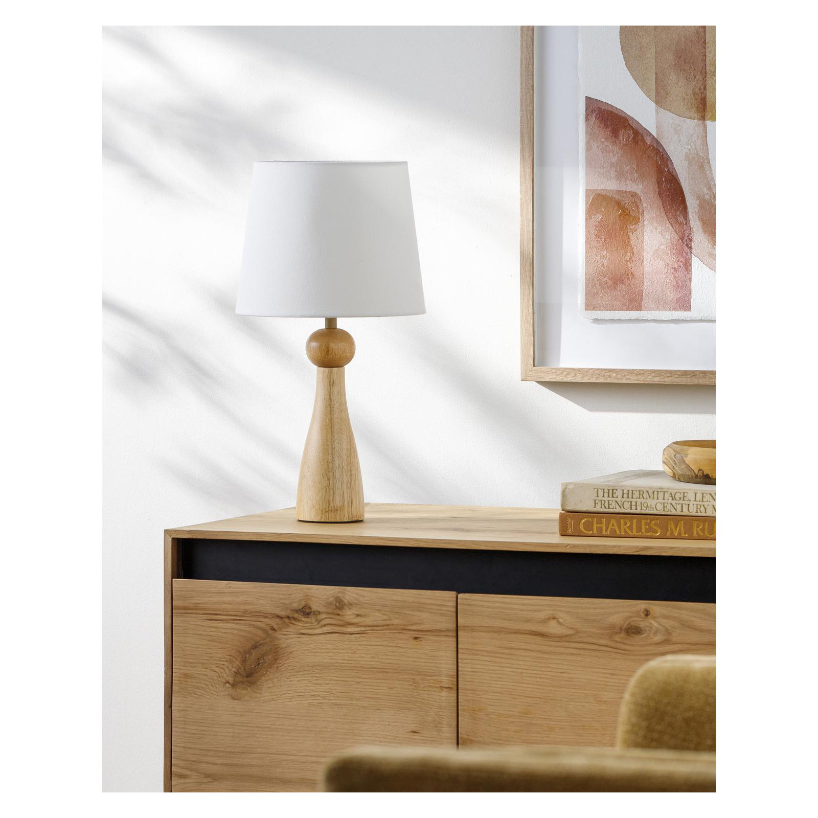 Solid Wood Table Lamp, Beige
