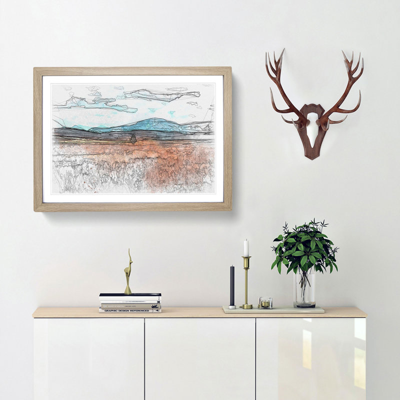 Lone Tree in Montana - Picture Frame Graphic Art Print, 40cm H x 60cm W x 2cm D, Oak Framed