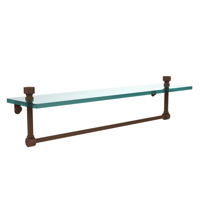 Ballenas Bracket Shelf with Towel Bar, Antique Bronze, 5' H x 22' W x 5' D