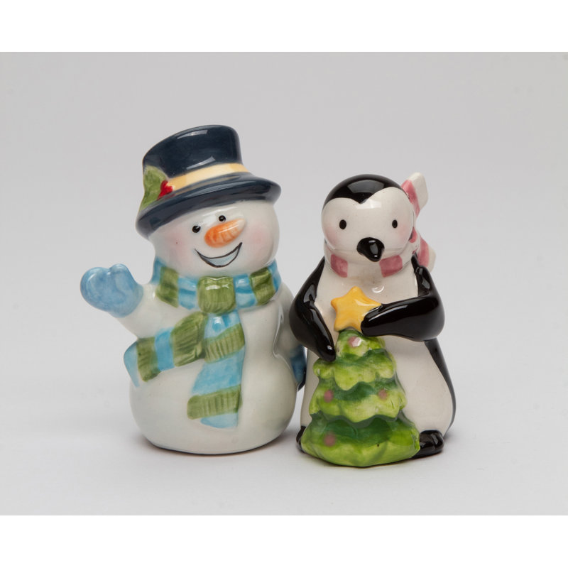 Pastel bonhomme de neige et pingouin sel et poivre