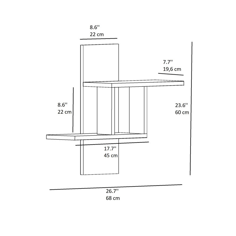 Evie-Sue 3 Piece Floating Shelf, Anthracite