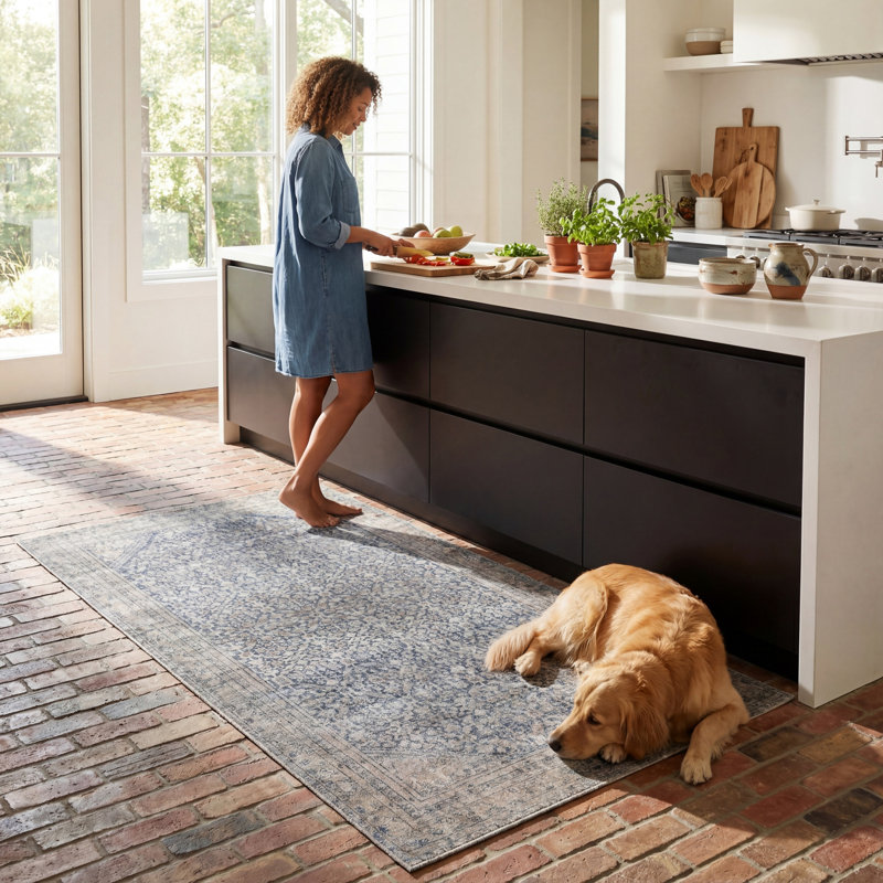  Calyra Vintage & Distressed Washable Rug, Runner 2'8" x 8'