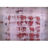 Tapis unique en laine noué à la main de style années 1990 de 5 pi x 8 pi rose / gris Levron
