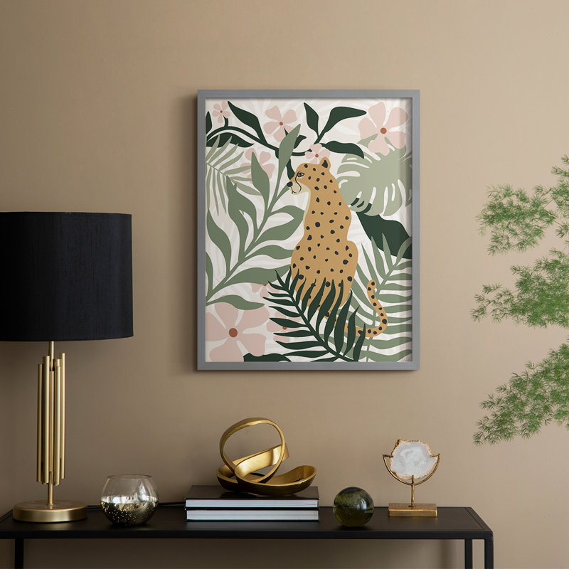 Jungle Cat II Framed Print - Solid Wood, Gray, 11" H x 9" W