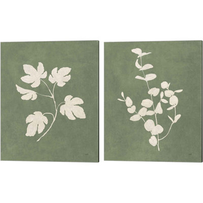 " Botanical Study Forest Green " by Julia Purinton 2 - Pieces