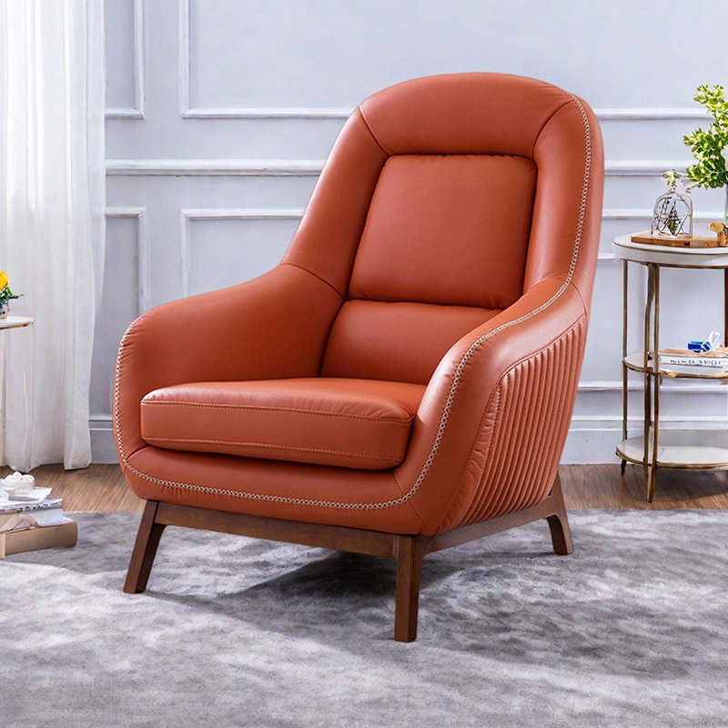 Annis Modern Simplicity Single Faux Leather Recliner, Reddish Orange