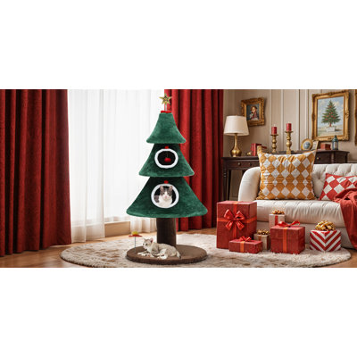 Arbre à chat festif 52 "avec jouets et condos pour chat