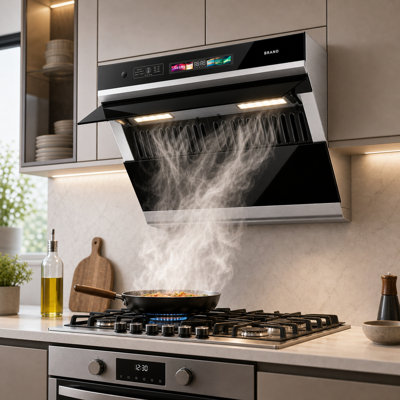 Hotte sous un meuble sans conduit de 30 pouces BRano, hotte de cuisine convertible en acier inoxydable 900CFM avec contrôle des mouvements de la voix, filtre à chicane