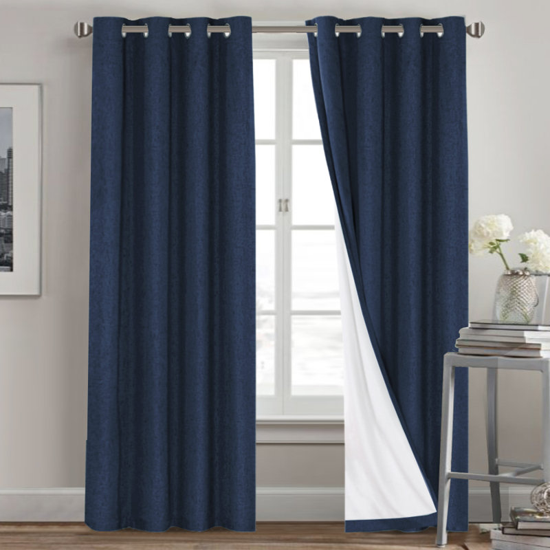 Paire de rideaux occultant 100% Dawain, Marine, L 52 po x L 84 po