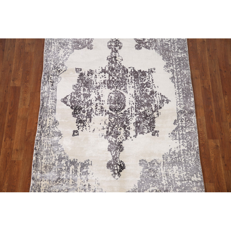 Tapis indien fait à la main à motif abstrait 4 x 6