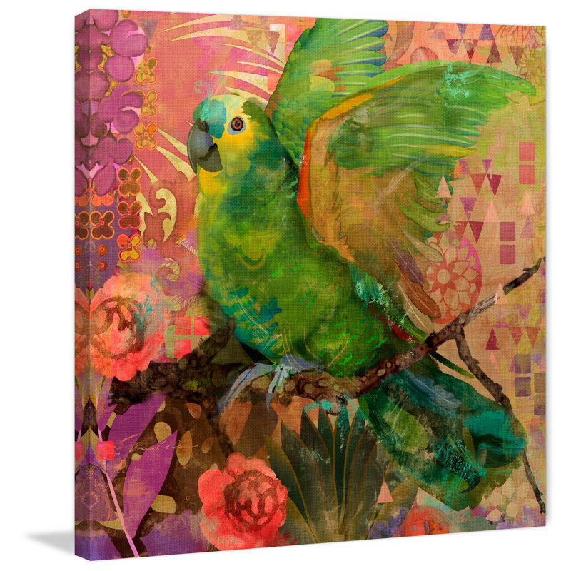 Great Green Parrots 18" x 18" Canvas Print
