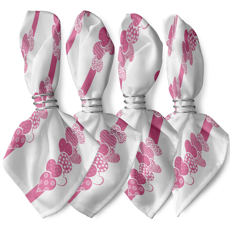 Ensemble de serviettes 4 pièces Saint-Valentin, L 18 po x L 18 po, Rose