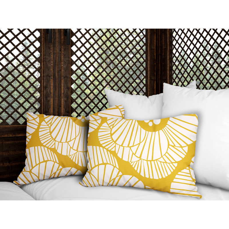 Polyester / Mélange de polyester Housse de coussin rectangulaire intérieure / extérieure lombaire et insert, Jaune