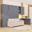 Grand lit escamotable mural 4 tiroirs avec canapé, tablettes, bureau, armoires, lumière DEL et ports de charge-1086649232